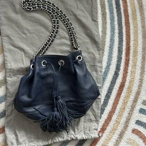 Rebecca Mikoff pebbled leather Lexi bag, navy blue